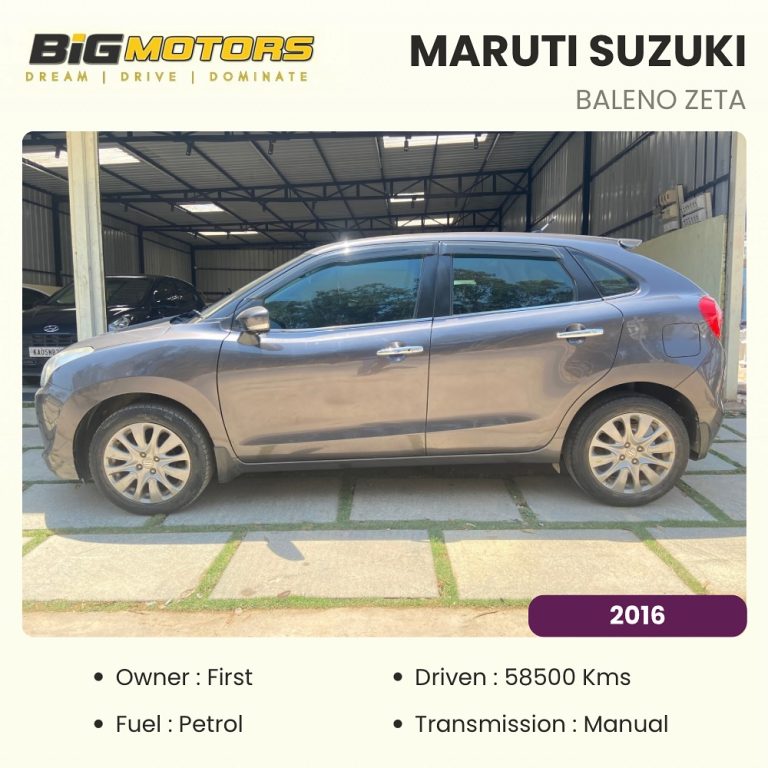 For more details Call or WhatsApp - +91 7619114574 Name - Maruti Baleno Zeta Make Year - 2016 KM Driven - 58500 No